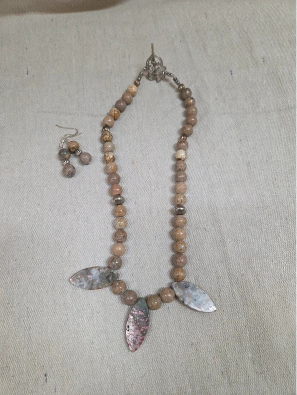 Handcrafted natural jasper stone beaded necklace